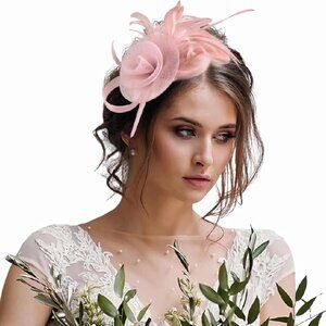 Fascinators Women's Nylon Flower Feather Tea Party Hat Hair Clip Headband for We